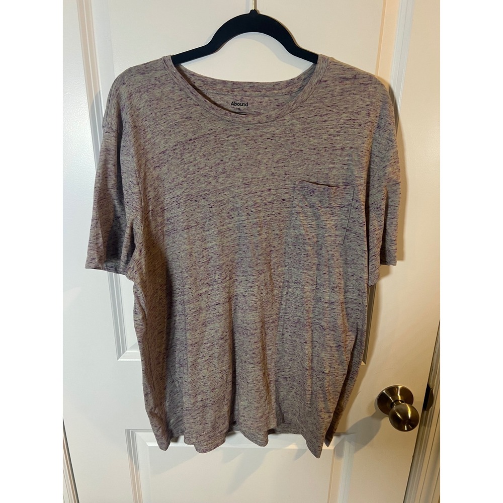 Abound Mens T-Shirt Space Dye Chest‎ Pocket Purple Gray XL